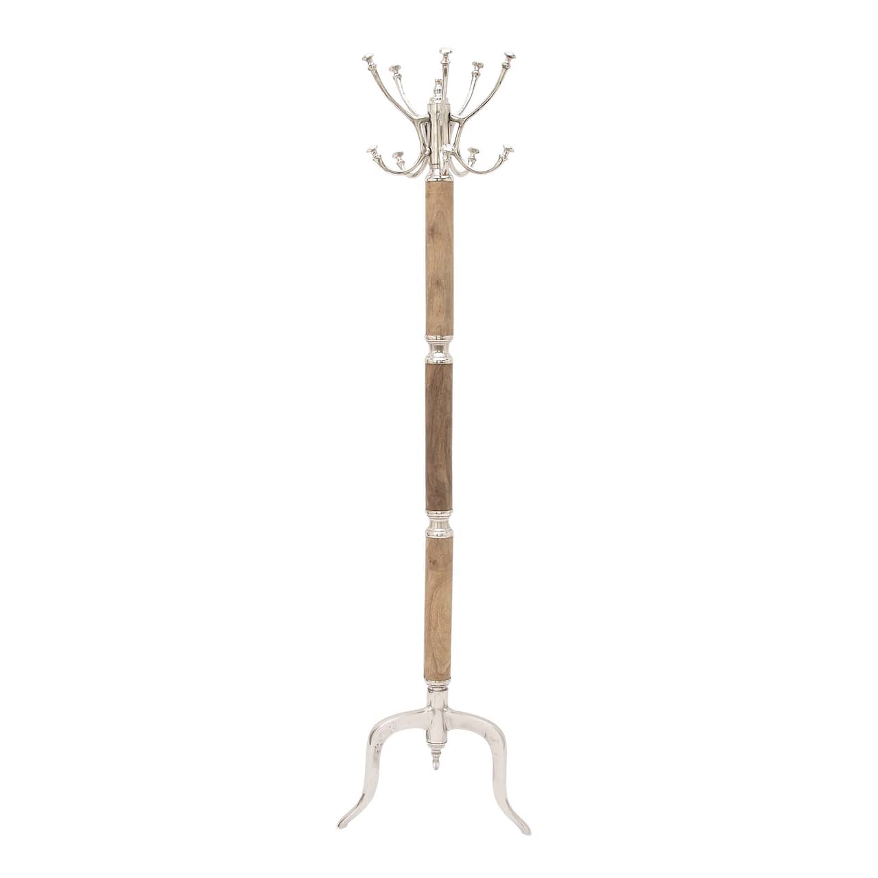 Silver Mango Wood Traditional Coat Rack, 72" x 19" x 19"